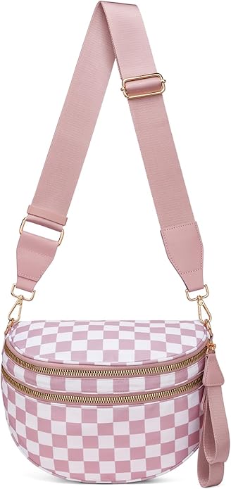 Pink & White Checkered Bum Bag